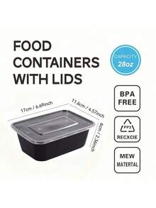 5/10/15/30个带盖一次性餐盒，长方形塑料餐盒，商用厨房收纳，适用于野餐、餐厅、外卖、厨房用品、返校