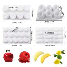 Stampo in silicone per mela e limone, per preparare mousse, dessert, pasticcini, cioccolato, budini alla frutta, gelatina, gelato, decorazioni per torte natalizie, antiaderente e facile da sformare, stampi a forma di mela, limone, mango, arancia, banana, lampone, fragola, pesca, cocco, pigna, ananas, utensili da forno natalizi