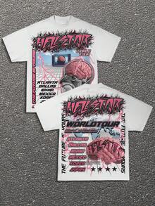 Men's Cotton Print Loose Crew Neck Short Sleeve T-Shirt, 100% Cotton Print Short Sleeves, The First Choice For Casual Sports! - trắng - Xem 1