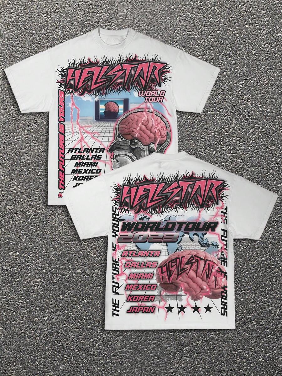 Men's Cotton Print Loose Crew Neck Short Sleeve T-Shirt, 100% Cotton Print Short Sleeves, The First Choice For Casual Sports! - trắng - Xem 1