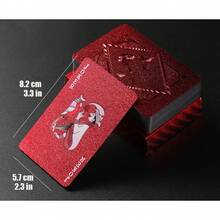 Color Poker Cards(Red/Black/Silver) Plastic Waterproof Playing Cards, Deck Of Cards,Women's Pool Poker Cards,Suitable For Family Gatherings And Beach And Swimming Pool Party Poker Card - 紅色 - 查看 3