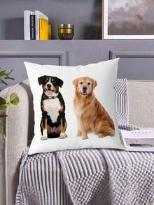 1pc Customizable Name Text Photo Portrait Landscape Nature DIY Throw Pillow Cover, Family Couple Kids Pet Friend Single-Sided Printed Cushion Cover For Living Room Sofa Bedroom, Suitable For All Seasons, No Pillow Insert, Christmas Gift Supplies