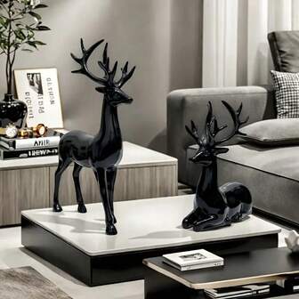 2 piezas Escultura moderna y elegante de renos, decoración cálida y delicada para el hogar, adecuada para escritorio, estantería y oficina, excelente para decoración de dormitorio/sala de estar en invierno, regalo de Navidad/Día de San Valentín, decoraciones navideñas para el hogar, regalos de Navidad, decoración navideña