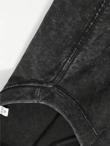 Men's Pattern Washed T-Shirt - Double Sided Printing, 100% Cotton, Short Sleeved, Summer Casual T-Shirt, Black With White Star Design, Loose Fit, Machine Washable, Daily T-Shirt | Loose Fit Shirt | 100% Cotton T-Shirt, Cotton T-Shirt - 黑色 - 查看 2