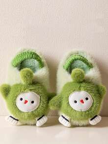 Un par de nuevas pantuflas cálidas de invierno para niños, pantuflas de peluche con diseño de dibujos animados lindos para bebés para interiores