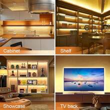 NBBUFF 3ft-50ft Luz de Tira de LED com Interruptor de Botão USB, Iluminação Noturna para Escadas, Muito Fácil de Instalar, Luz Branca Quente 3000K Adequada para Decoração de Quarto, Sala de Estar, Armário, Iluminação de Showroom, Espelho, Máquina de Costura, Guarda-Roupa