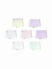 Balabala 7pcs Girls' Cotton Briefs, Antibacterial - Red-purple Hue - View 2