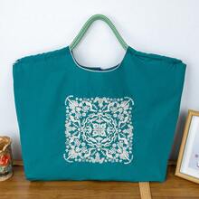 女士托特包，新款围巾刺绣，大容量，轻便，可调节肩带，可折叠，适合通勤，旅行，休闲，节日，圣诞礼物，大容量手提包，通勤包，女包 - 彩色 - 查看 12