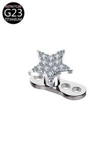 1pc Minimalist Titanium Embedded Cubic Zirconia Flower, Cross, Star Decor Piercing Stud, Suitable For Wearers