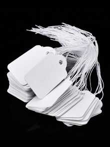 100 piezas Etiquetas de marcado blancas con cordón, Etiquetas colgantes para joyas, Etiquetas de precio con cordón, Etiquetas de etiquetado en blanco para precios de regalos, joyas, ropa, etiquetas de precio de mercancías, etiquetas de prendas de vestir, etiquetas de regalos para fiestas