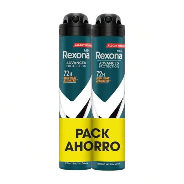 Rexona Rexona Pack de 2 Botes de Desodorante Men Advanced Protection Invisible Spray 0% Alcohol Antitranspirante y Antimanchas 72 horas para hombre 200 ml (400ml en total)  ✅ Entrega de 1-3 días