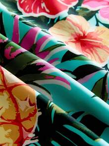 男士时尚热带印花纽扣衬衫，适合夏季 - 彩色 - 查看 5