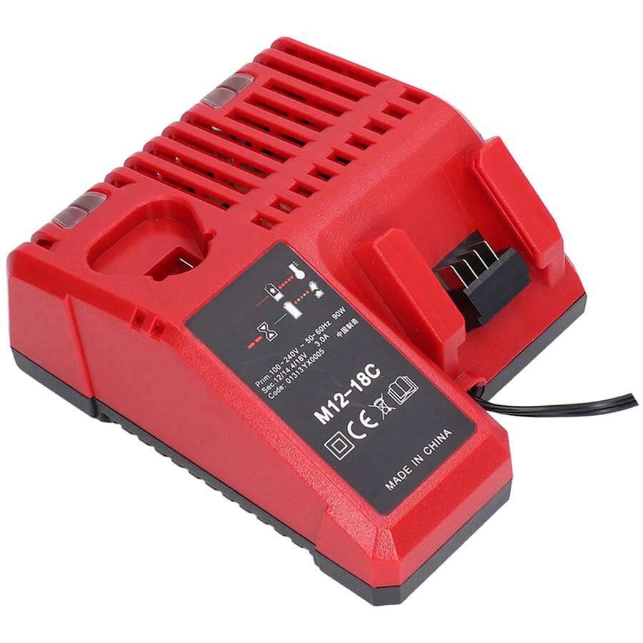 Cargador para baterías pilas Milwaukee 12V y 18V M12 M14 M18, accesorio para herramientas eléctricas, carga rápida y eficiente, diseño compacto, compatible con baterías originales, ideal para talleres - Tipo de Enchufe B USA (110-127V) - Ver 1