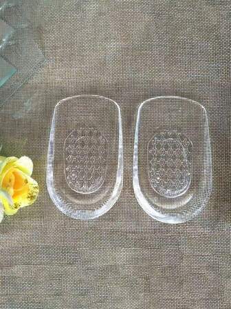 2 piezas Almohadillas de talón de silicona, Cojines de talón en forma de U transparentes y amortiguadores de choque para deportes, Plantillas con media suela en panal