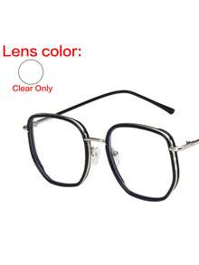 1Pc Fashion Vintage Metal Oversize Square Frame Eyeglasses For Women -Flash Rhinestone,Sparkling Glitter, Chic Lightweight Eyeglasses, High Quality ,Suitable For Daily Use,Phone Computer Reading Goggles