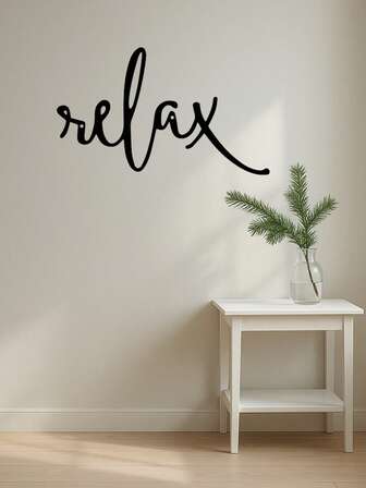 1 件装饰艺术风格放松金属墙饰 - 现代黑色铁艺“休息与放松”标牌，水疗浴室装饰，时尚家居办公室卧室装饰标牌，适合作为圣诞节、万圣节、感恩节、情人节礼物，适合现代家居装饰、家居装饰、房间装饰、卧室装饰、浴室装饰