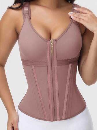 1 件女士塑胸瘦身塑身衣，带双层紧腰训练器，女士运动塑身腰带，收腹束身胸衣上衣，腰部训练器束腹带，适合训练或运动/各种场合