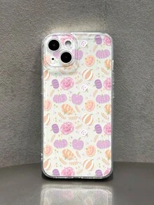 1 pieza Funda de teléfono suave y transparente de TPU con patrón de calabaza colorida de Halloween, adecuada para iPhone 11 12 XR 13 13 Pro 13 Pro Max 14 14 Pro 14 Pro Max 15 15 Pro 15 Plus 15 Pro Max 16 16 Pro 16 Plus 16 Pro Max