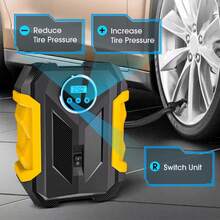 CARSUN Portable Tyre Inflator Pump - Car Accessories, 150PSI Car Air Compressor, Car Tyre Pump, 12V Car Cigarette Lighter Plug, No Batteries Required, Plug And Play, Fast Inflation/Auto Stop. LED Lighting And Digital/Analogue Pressure Gauge, Suitable For Cars/Motorcycles/Bicycles/Basketballs. Gift