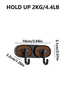 1个木纹免打孔挂钩，免打孔门挂，重型挂钩，玄关钥匙架，浴室墙面粘钩 - 彩色 - 查看 16