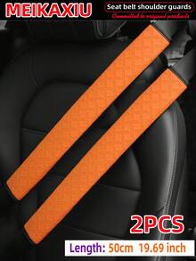 MEIKAXIU 50cm/19.69in PU Leather Embossed Comfortable Soft Extended Car Shoulder Pad, Universal Car Decor Accessory, Safety Belt Protector To Relieve Pressure And Prevent Tightness