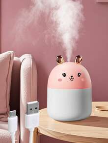 250ml USB双喷嘴加湿器，快速蒸发加湿器，7色氛围灯，适合小房间的小型加湿器，静音睡眠模式，家用精油扩散器 - 粉色 - 查看 7