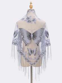 1pc Floral Burnout Scarf, Lace Scarf, Printed Neckerchief, Basic Solid Color Burnout Scarf, Y2K Style