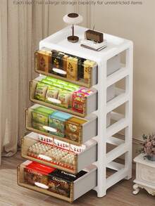 3/4/5/6-poziomowa wielofunkcyjna szuflada z rolkami – składana szafka z pojedynczymi drzwiami – trwała, plastikowa szuflada, oszczędzająca miejsce półka kuchenna na przekąski, napoje, książki, ubrania, odpowiednia do kuchni, salonu, gabinetu i łazienki