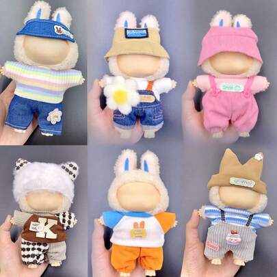1 套 6.69 英寸娃娃服装，与 兼容，1 套配件 - 时尚渔夫帽、上衣、背带裤套装、连体裤，适合 6.69 英寸娃娃，可爱的 BuLabu 配件可供玩耍和展示（不含娃娃）