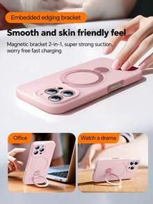 Simple Solid Color Magnetic Case Compatible With IPhone Series,Mobile Phone Stand,Soft Liquid Silicone Material,Soft Bumper, Shockproof Slim Bling Clear Case Compatible With IPhone Series,Compatible With IPhone 15Pro Max/16Pro Max Series,Back-To-School Supplies,Hallows' Day Christmas Gifts,Suitable For Women, Gifts For Family, Friends, Lovers