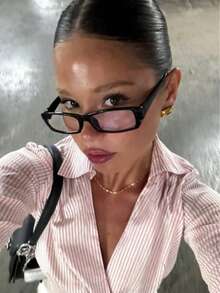 1pc Women's Acrylic Casual Rectangular Fashion Glasses, Suitable For Daily Reading And Commuting, Retro Y2K Basic Business Casual Gift - A - View 1