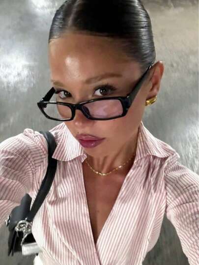 1 pièce Lunettes de mode rectangulaires en acrylique pour femmes, convenant pour la lecture et les déplacements quotidiens, cadeau de base décontracté rétro Y2K