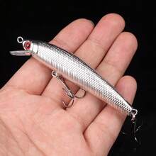 10pcs Hard Plastic Lure Artificial Bait Mixed Size Hard Bait Pike Fishing Lures - 銀色 - 查看 4