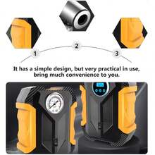 CARSUN Portable Tyre Inflator Pump - Car Accessories, 150PSI Car Air Compressor, Car Tyre Pump, 12V Car Cigarette Lighter Plug, No Batteries Required, Plug And Play, Fast Inflation/Auto Stop. LED Lighting And Digital/Analogue Pressure Gauge, Suitable For Cars/Motorcycles/Bicycles/Basketballs. Gift