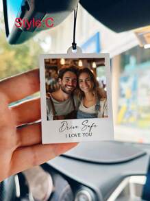 1 Piece Custom Photo Car Mirror Label, Photo Decoration, Photo Driving Safety, Rearview Mirror Decoration, Custom Photo Car Accessories For Rearview Mirror Hanger, Personalized Car Hanging Decoration With Custom Pictures And Text, Custom Acrylic Picture Car Hanging Decoration, Personalize Your Favorite Memories, Christmas Gift