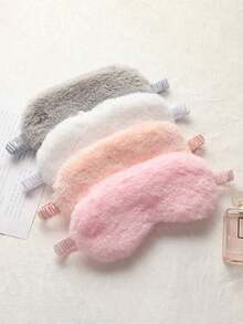 10/3/1 Piece Black/Cute Pink Satin Fluffy Soft Eye Mask, Made Of Soft Flannel And Polyester Fabric, Good Blackout Effect, Suitable For Home, Sleep, Travel, Relaxation, Healthy Sleep - Multicolor - View 1