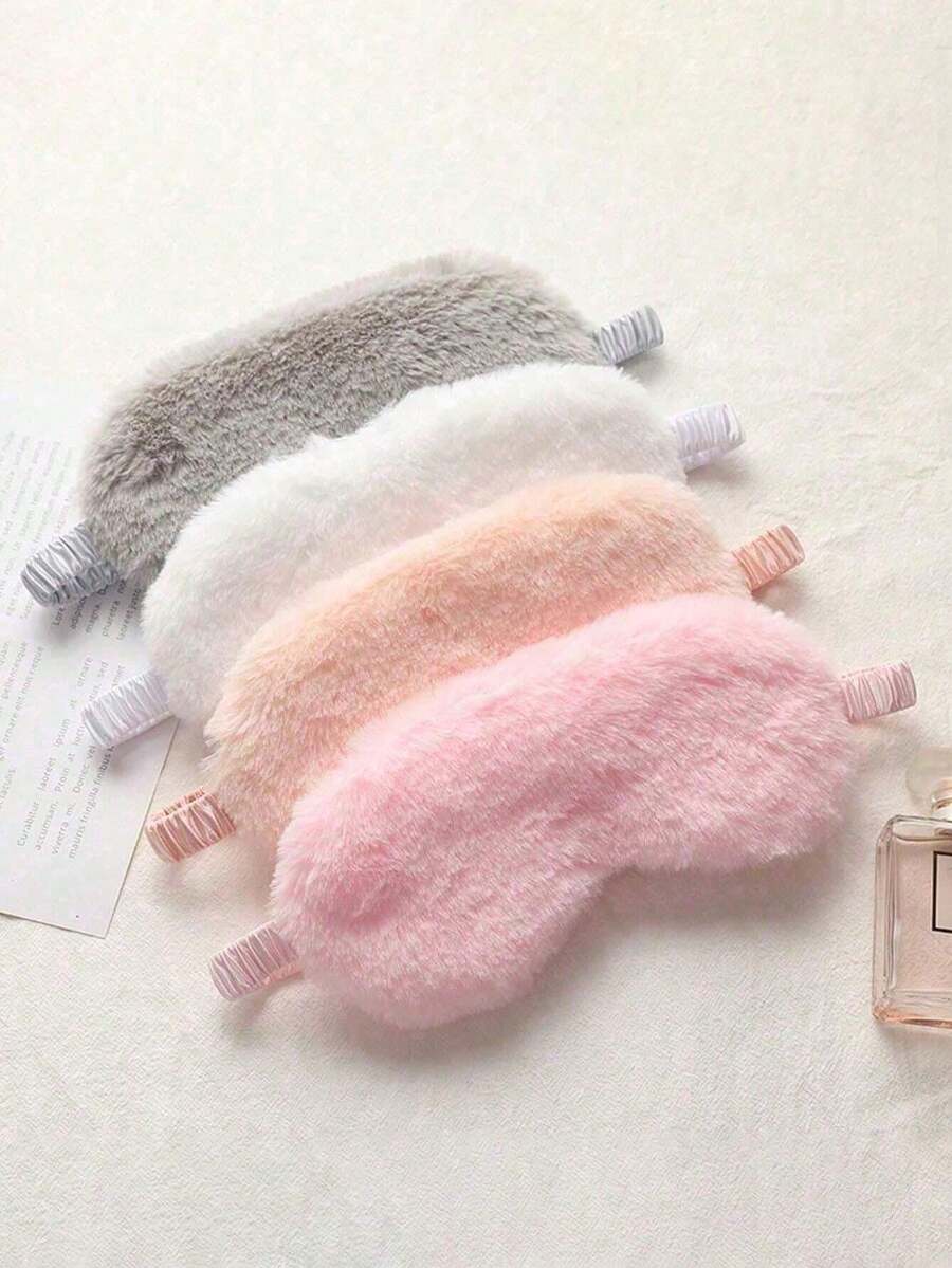 10/3/1 Piece Black/Cute Pink Satin Fluffy Soft Eye Mask, Made Of Soft Flannel And Polyester Fabric, Good Blackout Effect, Suitable For Home, Sleep, Travel, Relaxation, Healthy Sleep - Multicolor - View 1