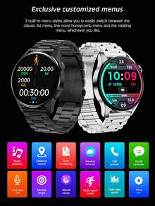 Unisex Sports Round Smart Watch With Call, Pedometer, Alarm Clock, Multi-Sports Modes, Music Remote Control, Stopwatch, Weather - Smart Bracelet - Silver - View 4