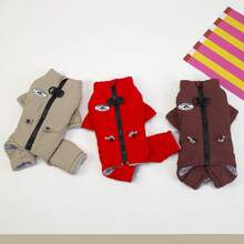 25pcs Bubble Plaid Dog Coat, Pet Cotton Four-Leg Jumpsuit, New Cat Clothes, Animal Costume, Thickened Floral Dog Cotton Jacket, Small Dog Apparel, Autumn/Winter New Thickened Windproof Cotton Padded Jacket, Casual British Style Cotton Padded Coat - Khaki - View 3