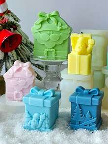 Christmas Gift Box, Teddy Bear, Christmas Tree, Santa Claus, Gingerbread Man 3D Silicone Mold, Candle Mold, Durable 3D Silicone Mold, Exquisite Structure Easy To Disassemble And Clean, Specially Designed For Batch Candle Production, Compatible With Plaster Sculptures And Creative Graffiti, Inspiring Unlimited Imagination And Creativity For DIY Enthusiasts, Supporting Repeated Batch Production Of Candles Home Decor Christmas Decorations Room Decor, Christmas Gifts