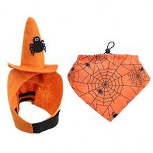2Pcs Halloween Pet Costumes Set Pointed Hats And Triangle Scarf For Dog Cat Holiday Accessories
