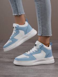 1 Pair Soft, Lightweight, High-Top Sneakers With Thick Soles, Fashionable Casual Sports Shoes For Teenagers, Boys And Girls