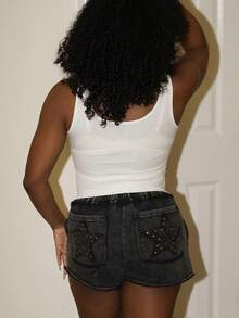 Steph T Casual All-Match White Cami Top With Deep U-Neck And Racerback-C