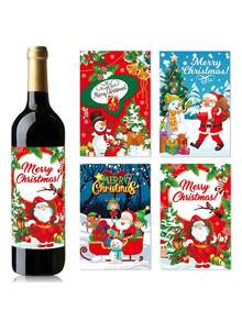 8pcs Christmas Wine Bottle Labels,Merry Christmas Wine Bottle Sticker Set, Cartoon Paper Christmas Decorative Stickers,Xmas Party Wine Bottle Decor Adhesive Labels,Wine Bottle Label, Santa Champagne Bottle Stickers, Christmas Birthday Novelty Bottle Labels, Wine Bottle Waterproof Label Sticker, Christmas Unique Gift For Party Decoration, Creative Gift For Friends, Family