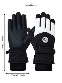 CarrKen Men's Winter Ski Gloves, Cold-Proof & Warm, Touchscreen Compatible, Adjustable Wrist Strap, Suitable For Skiing, Snowboarding And Motorcycle Riding, Winter Fashion Accessory, Durable, Ideal For Outdoor Sports