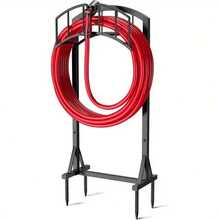 1PC Heavy - Duty Garden Water Hose Holder (Holds Up To 161 FT Hoses), Durable Metal Material, Freestanding Hose Storage Rack;  Practical & Sturdy Style, Sleek Black Color, Arch - Shaped With 4 Anchor Spikes Detail, Ideal For Organizing And Storing Garden Hoses.  Outdoor Hose Hanger Stand Perfect For Yard, Lawn, Garden Use, Year - Round Gardening Tasks & Great As A Gift For Garden Enthusiasts On Father's Day, Spring Gardening Season. (Black) - 黑色 - 查看 7