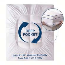 1pc Mattress Pad, For Sleeping, Cooling Thick Mattress Topper, With 8-21 Inch Deep Pocket, Plush Mattress Cover, Filled With Ultra-Soft Fiber, Breathable Quilted Mattress Pad