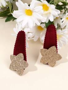 2 Stück/4 Stück glitzernde Stern BB Clips Samt Haarschmuck süß und niedlich für den Alltag