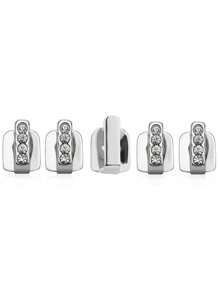 5pcs Smooth Rhinestone Tooth Jewelry Set, Personalized European & American Style Hip-Hop Tooth Grillz, Suitable For Daily Wear By Men And Women - Multicolor - View 3