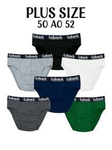 Kit Cueca Tradicional Slip Plus Size 100% Algodão Elástico Exposto.